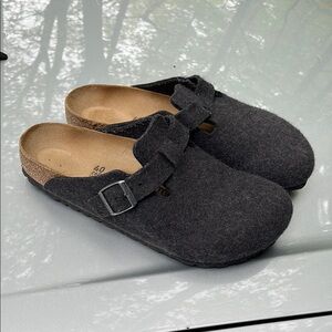Black Wool Clogs with Buckle Boston Birkenstocks